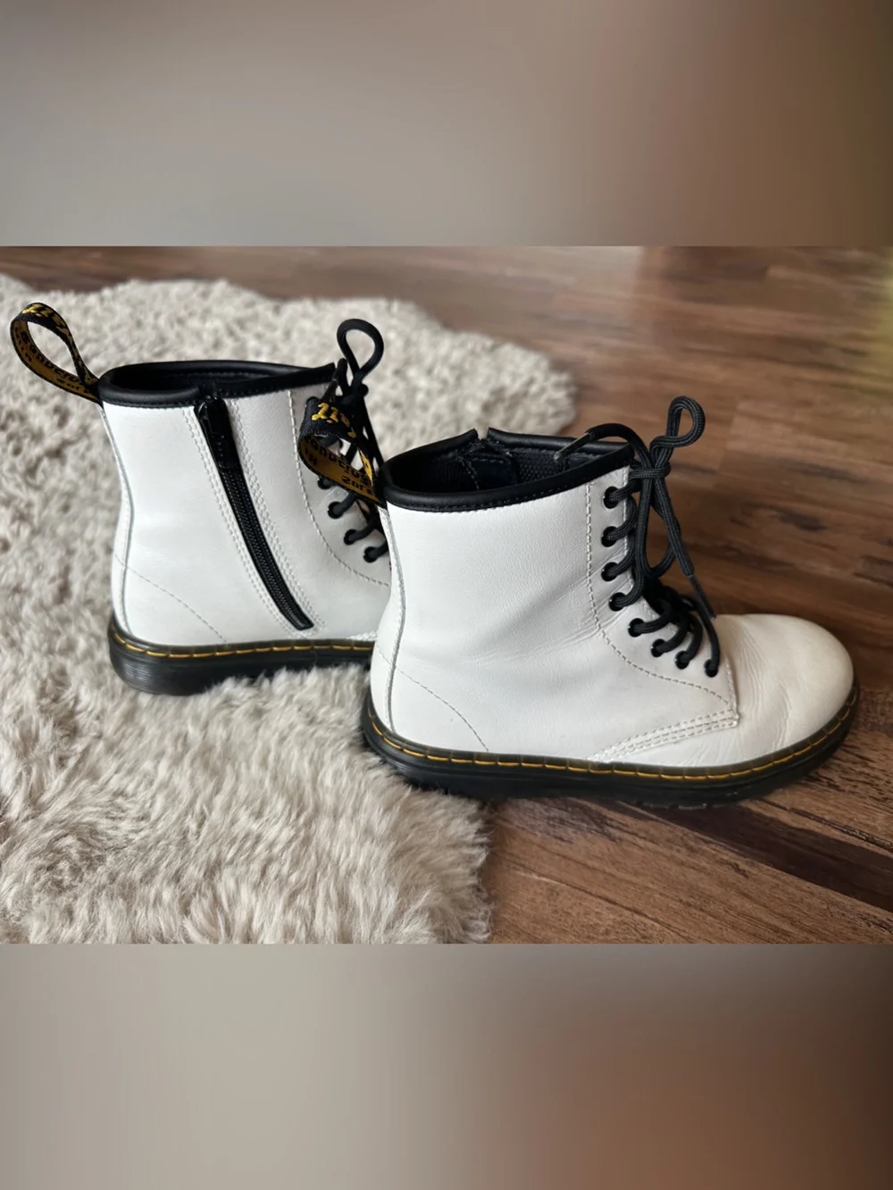 Dr. Martens White Lace-Up Leather Boots